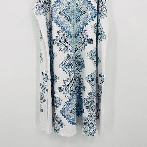 Altar'd State Size Medium Blue & White Boho Jersey Knit Mock Neck Dress - Picture 8 of 9